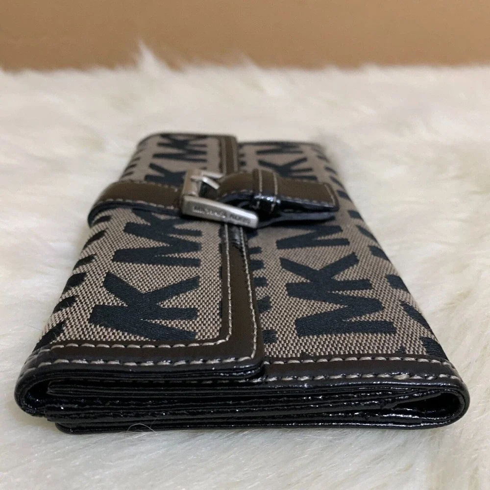 Michael Kors Black and Tan Logo Wallet - Picture 4 of 16